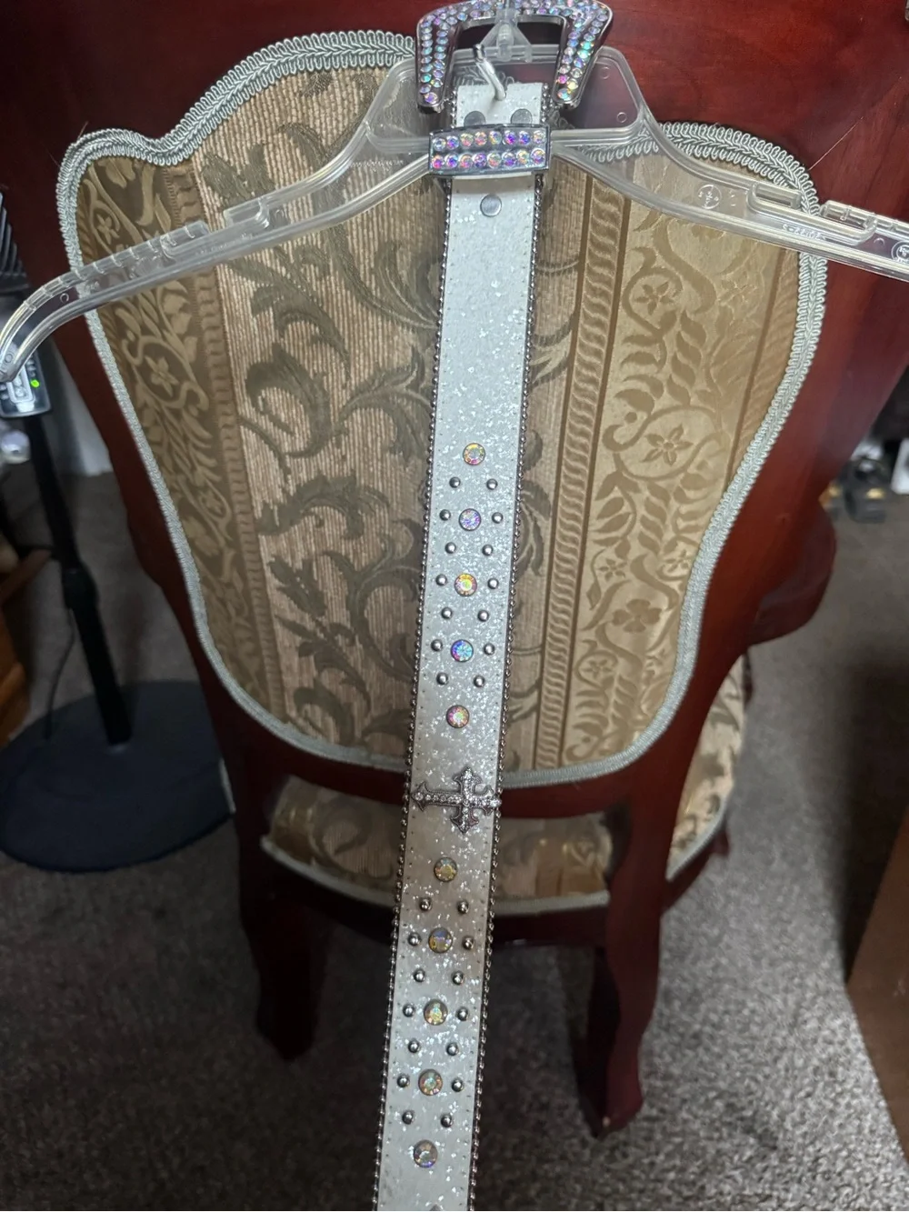 Sparkle Crystal Buckle Women’s Belt - Silver